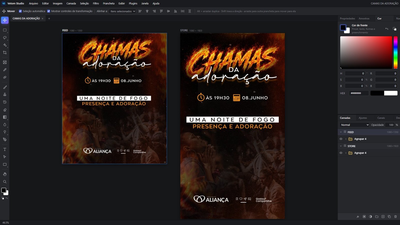 Tela do editor do Vetom Studio