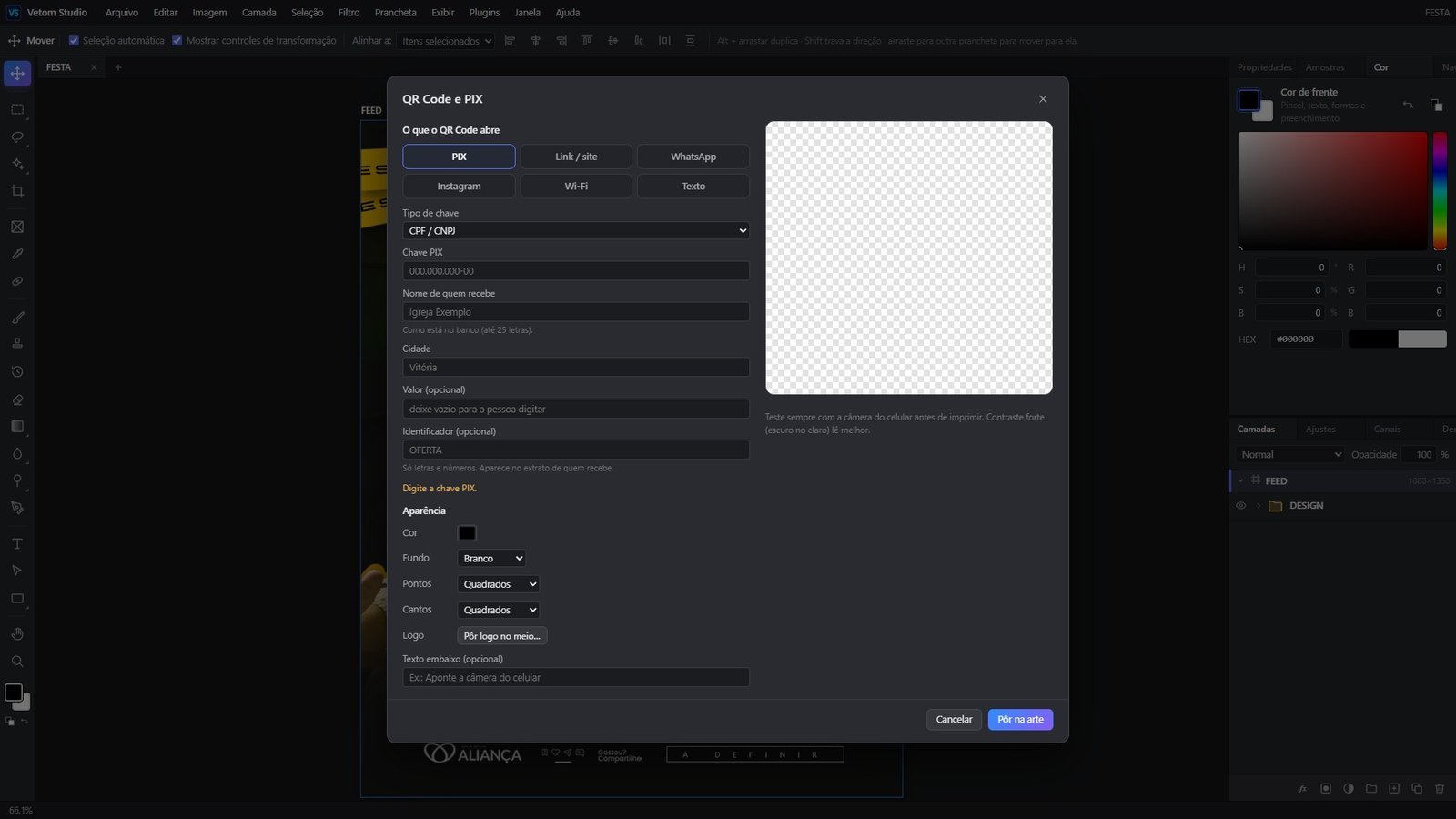 Plugin QR Code e PIX do Vetom Studio