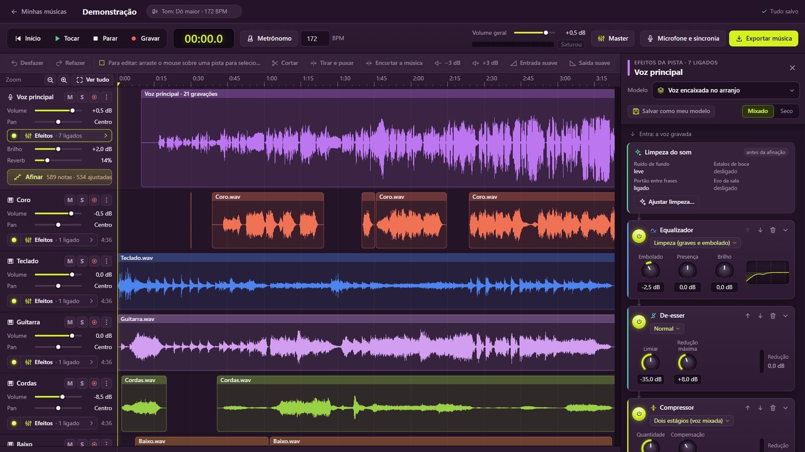 Efeitos do Vozz Studio