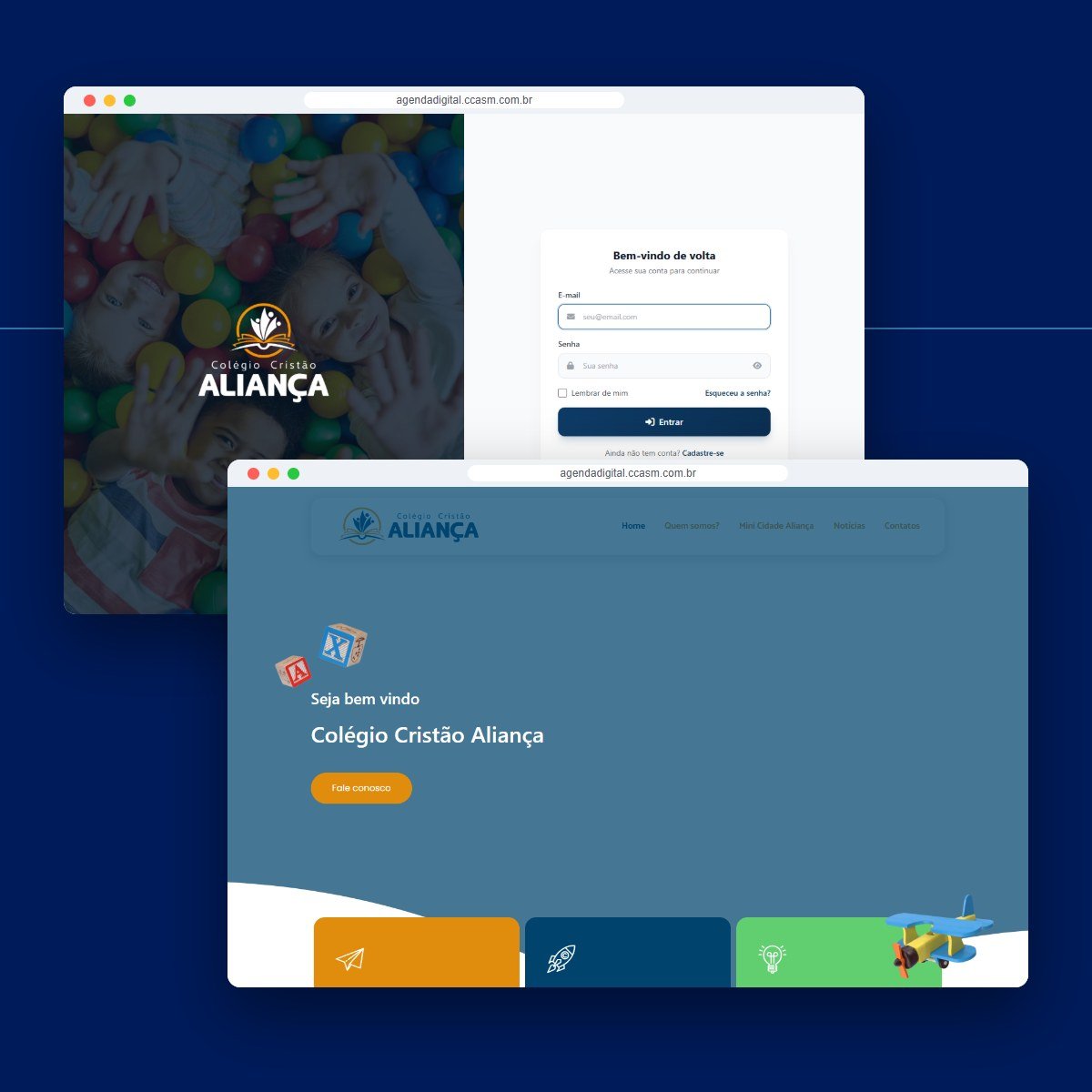 Seções do sistema Agenda Digital Aliança