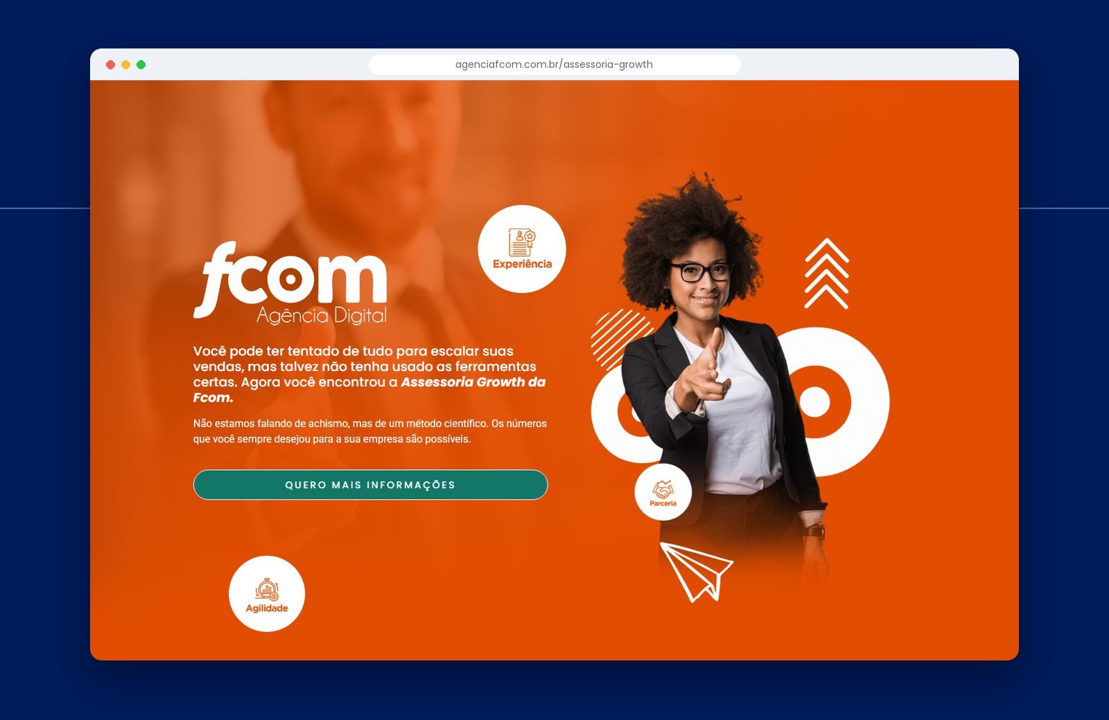 Página inicial do site Agência Fcom