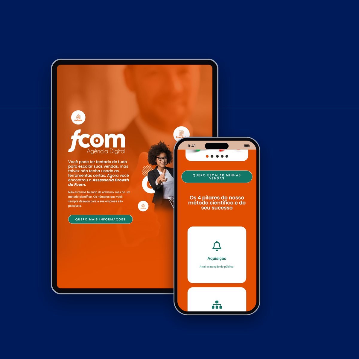 Landing page no tablet e no celular
