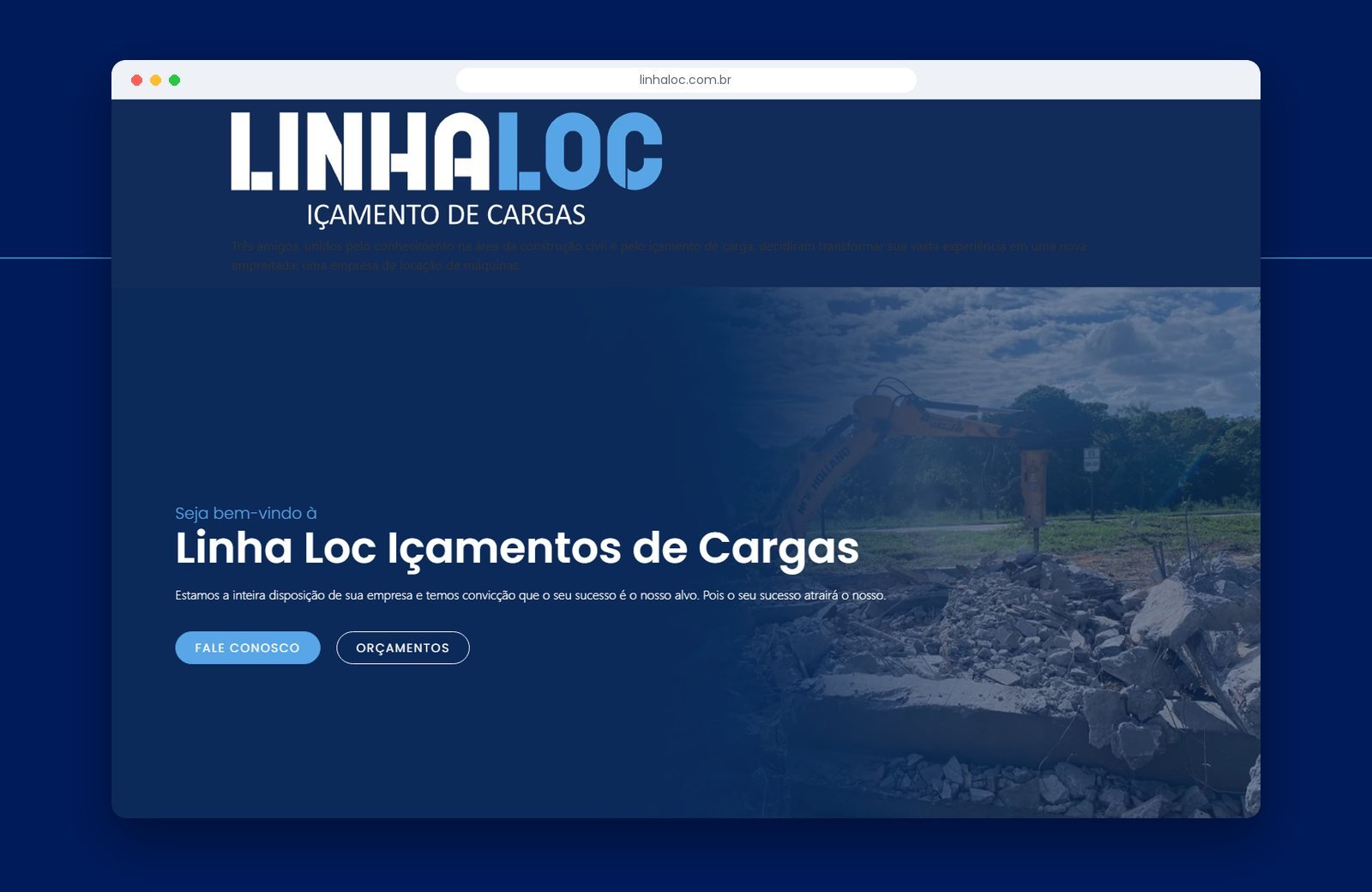 Página inicial do site Linha Loc