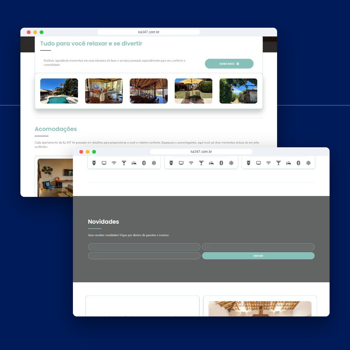Seções do site Pousada KA 347