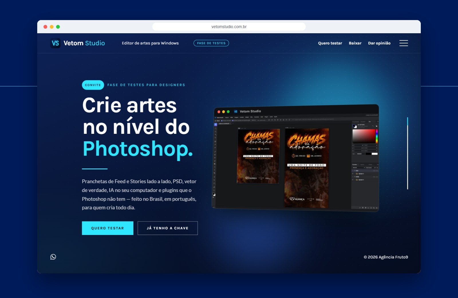 Página inicial do site Vetom Studio