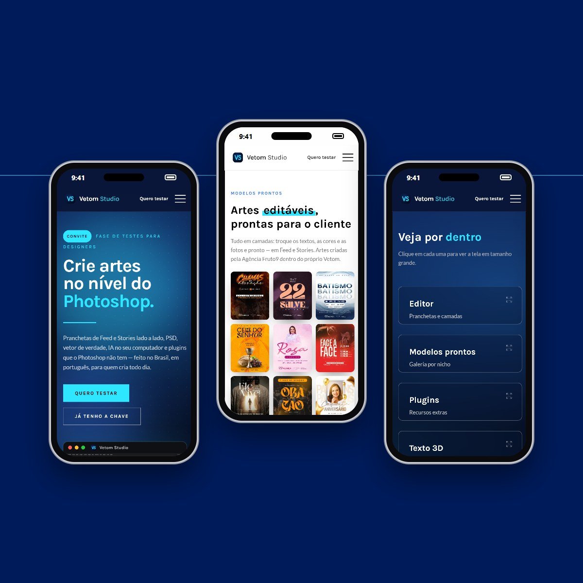 Site Vetom Studio no celular