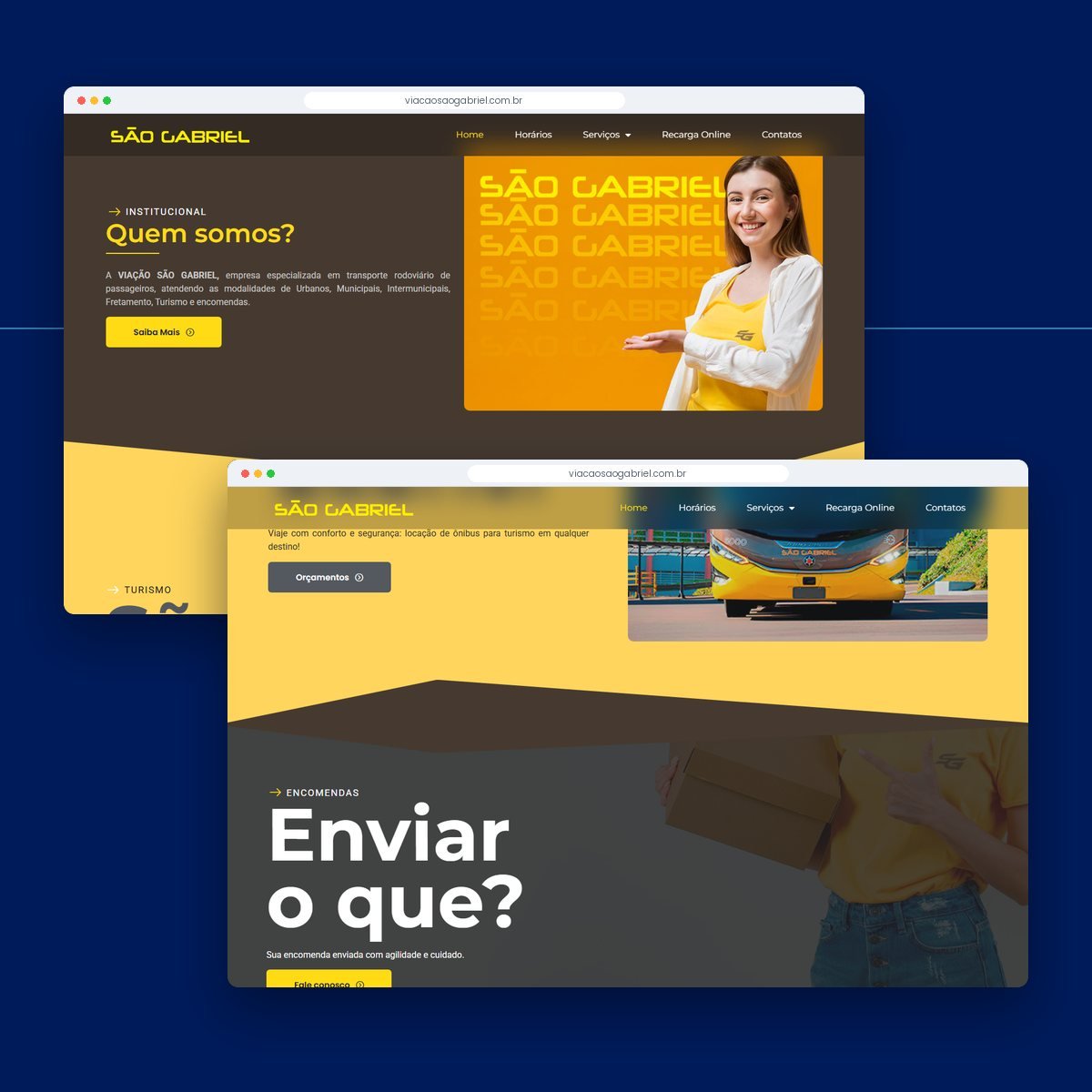 Seções do site Viação São Gabriel